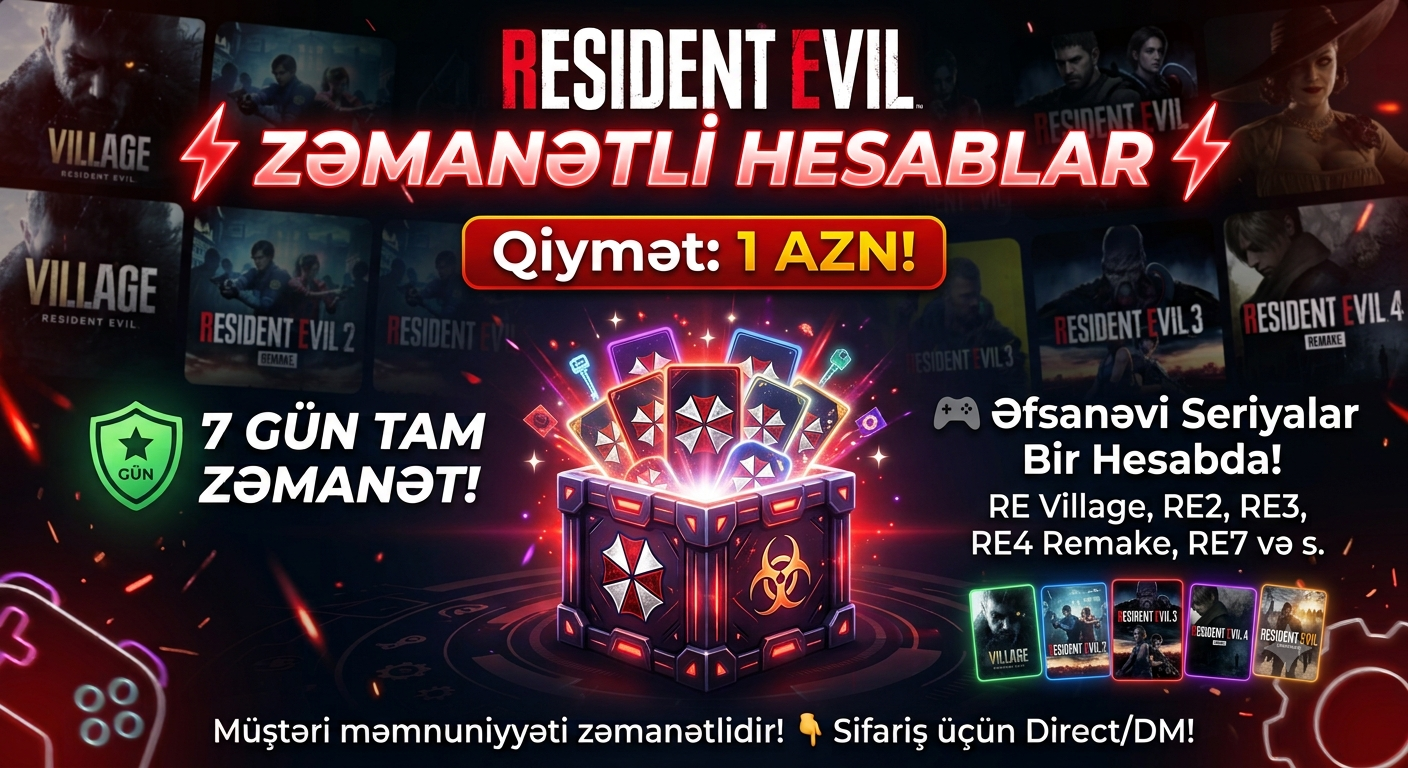 Təcili! Resident Evil Seriyalı Steam Hesabı – 7 Gün Zəmanətli (Cəmi 1 AZN)